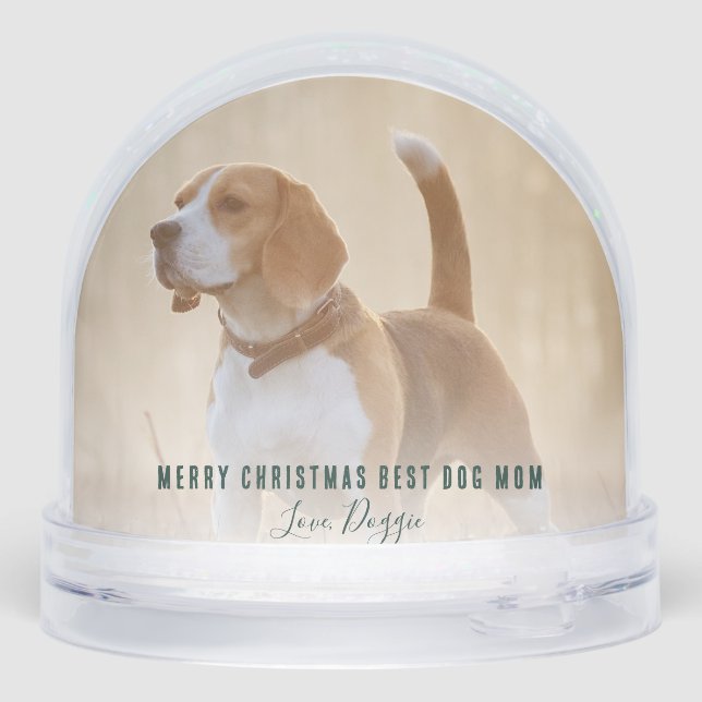 Custom Pets Photos Merry Christmas Dog Mom Snowglobe (Back)