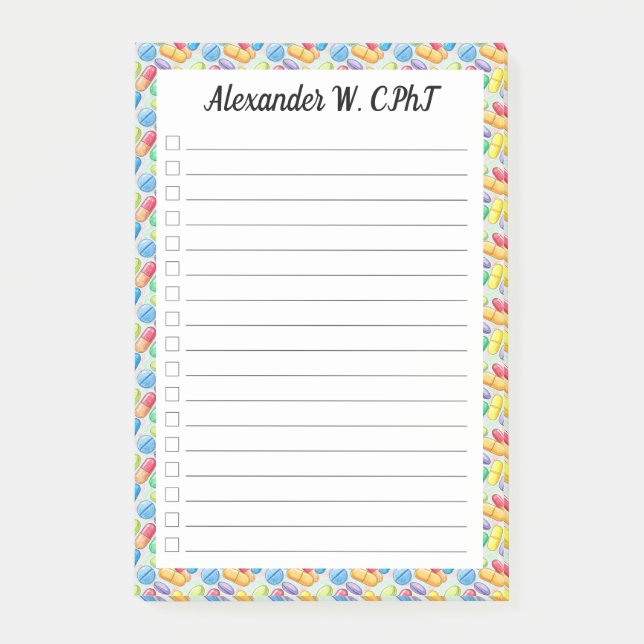 Custom Pharmacy Tech Check List Post It  Post-it Notes (Front)