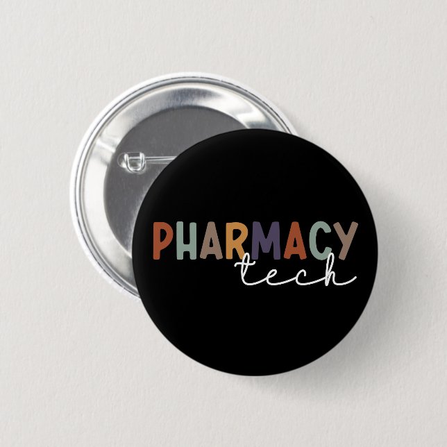 Custom Pharmacy Tech Retro Pharmacy Technician 2 Inch Round Button (Front & Back)