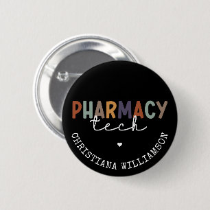 Custom Pharmacy Tech Retro Pharmacy Technician 2 Inch Round Button