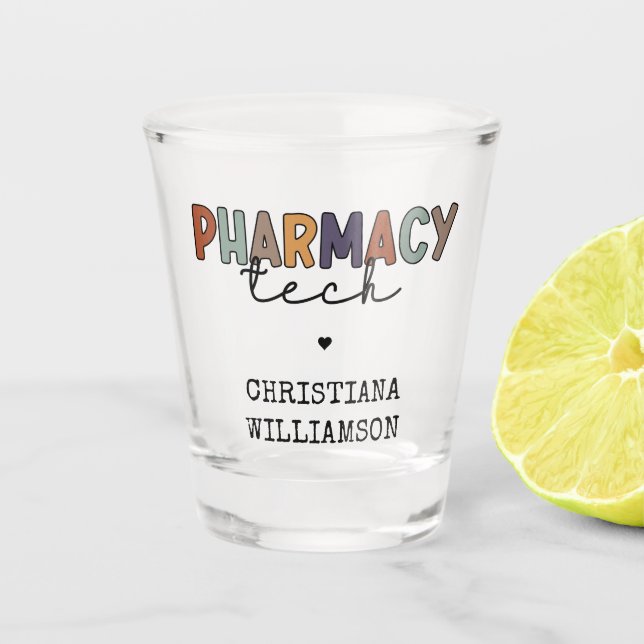 Custom Pharmacy Tech Retro Pharmacy Technician Shot Glass (Front)