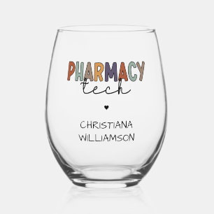 Custom Pharmacy Tech Retro Pharmacy Technician Stemless Wine Glass