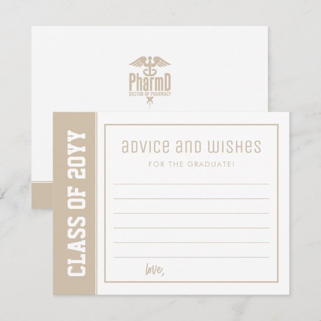 Custom PharmD Doctor of Pharmacy Advice and Wishes Card (Front/Back)