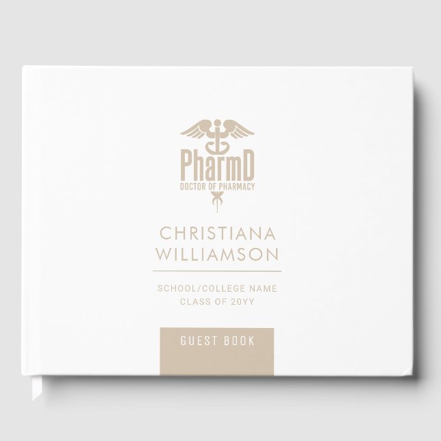 Custom PharmD Doctor of Pharmacy Graduation Party Guest Book (Front)