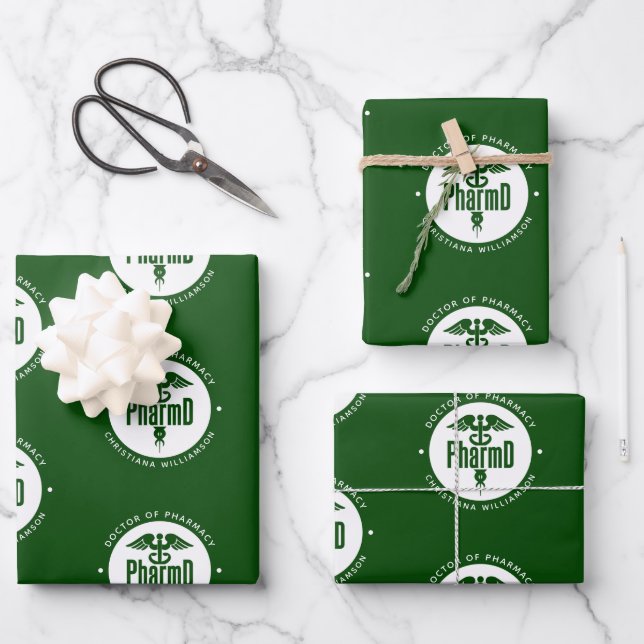 Custom PharmD Doctor of Pharmacy Graduation Wrapping Paper Sheet (Front)