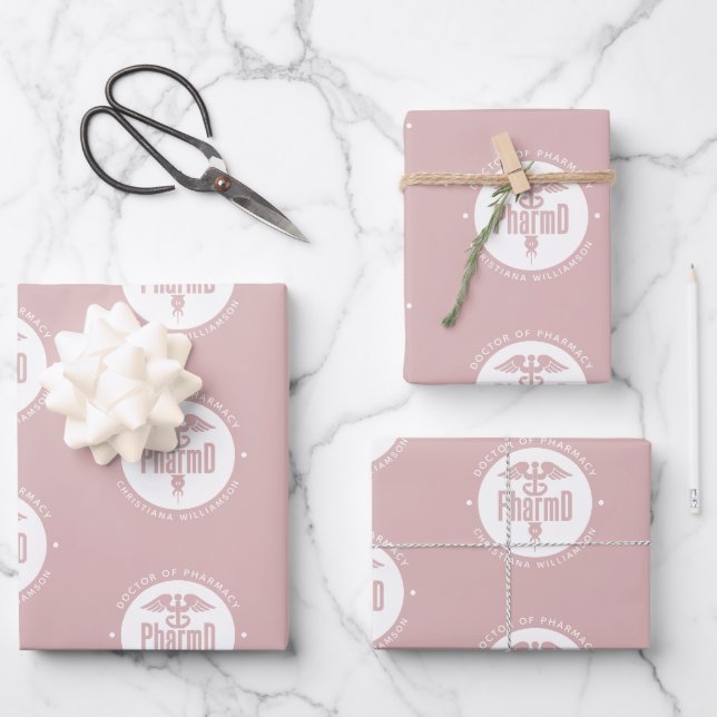 Custom PharmD Doctor of Pharmacy Graduation Wrapping Paper Sheet (Front)
