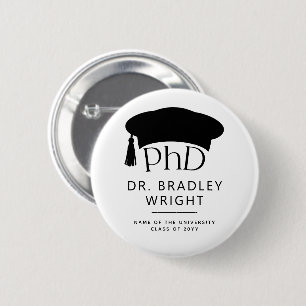 Custom PhD Doctoral Hat Doctoral Degree Graduation 2 Inch Round Button