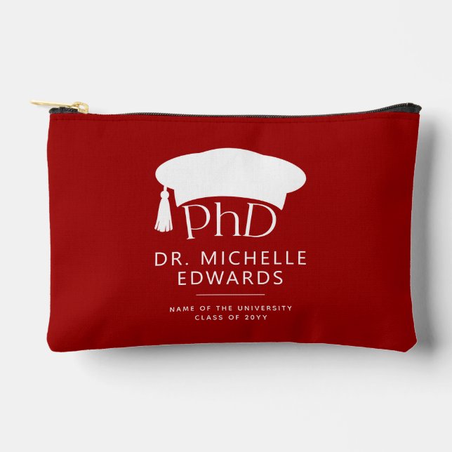 Custom PhD Doctoral Hat Doctoral Degree Graduation Accessory Pouch (Front)