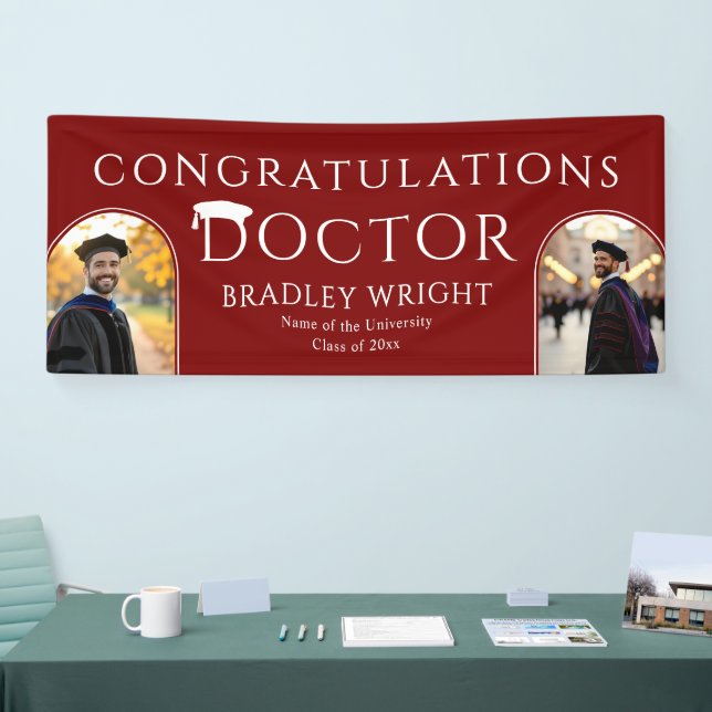 Custom PhD Doctoral Hat Doctoral Degree Graduation Banner (Tradeshow)