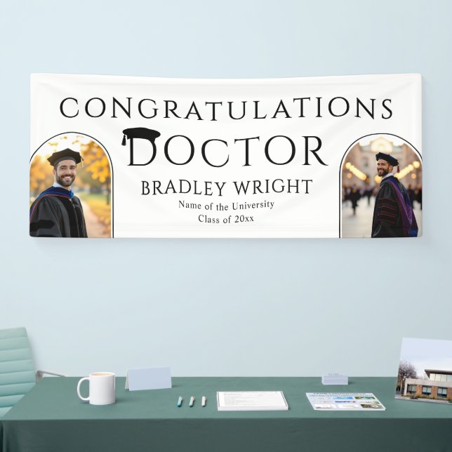 Custom PhD Doctoral Hat Doctoral Degree Graduation Banner (Tradeshow)