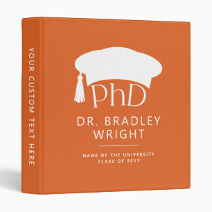 Custom PhD Doctoral Hat Doctoral Degree Graduation Binder
