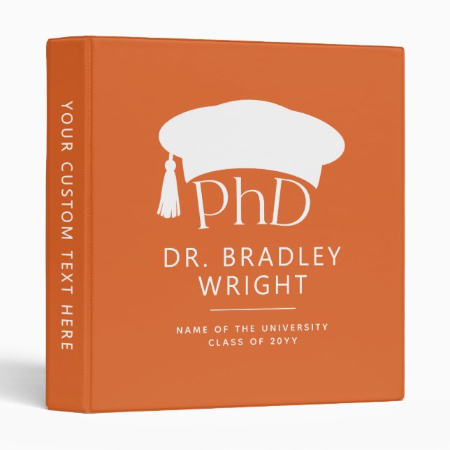 Custom PhD Doctoral Hat Doctoral Degree Graduation Binder (Front/Spine)