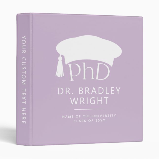 Custom PhD Doctoral Hat Doctoral Degree Graduation Binder (Front/Spine)