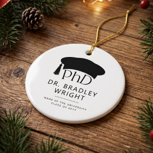 Custom PhD Doctoral Hat Doctoral Degree Graduation Ceramic Ornament