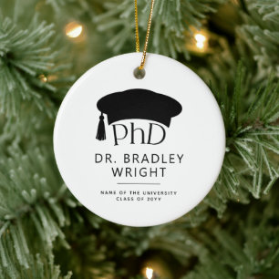 Custom PhD Doctoral Hat Doctoral Degree Graduation Ceramic Ornament