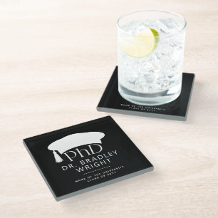 Custom PhD Doctoral Hat Doctoral Degree Graduation Glass Coaster