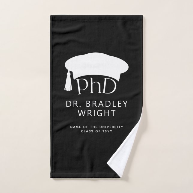 Custom PhD Doctoral Hat Doctoral Degree Graduation Hand Towel (Hand Towel)