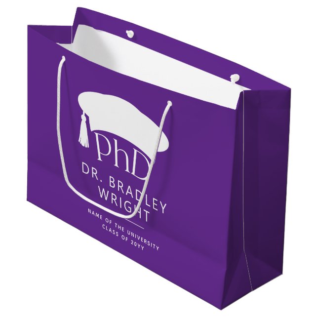 Custom PhD Doctoral Hat Doctoral Degree Graduation Large Gift Bag (Front Angled)