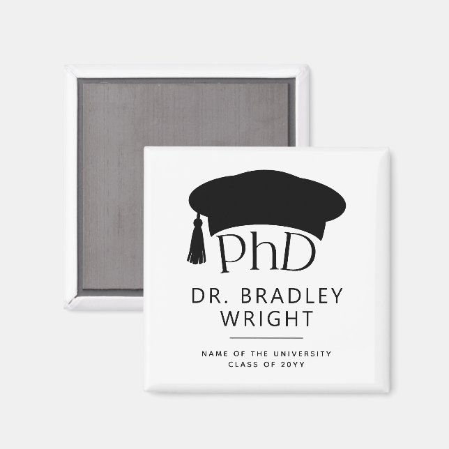 Custom PhD Doctoral Hat Doctoral Degree Graduation Magnet (Front/Back)