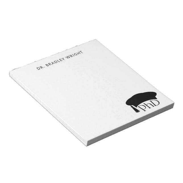 Custom PhD Doctoral Hat Doctoral Degree Graduation Notepad (Angled)