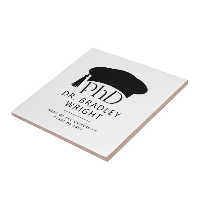 Custom PhD Doctoral Hat Doctoral Degree Graduation Tile (Side)