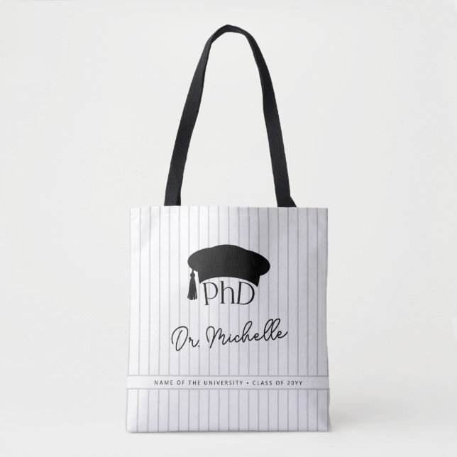 Custom PhD Doctoral Hat Doctoral Degree Graduation Tote Bag (Front)