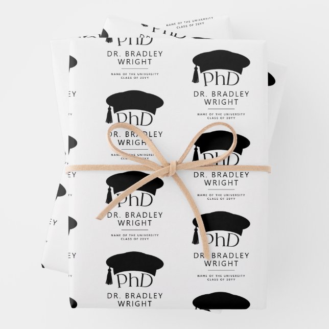 Custom PhD Doctoral Hat Doctoral Degree Graduation Wrapping Paper Sheet (In situ)