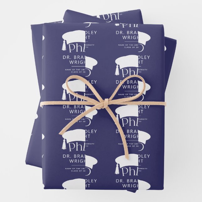 Custom PhD Doctoral Hat Doctoral Degree Graduation Wrapping Paper Sheet (In situ)