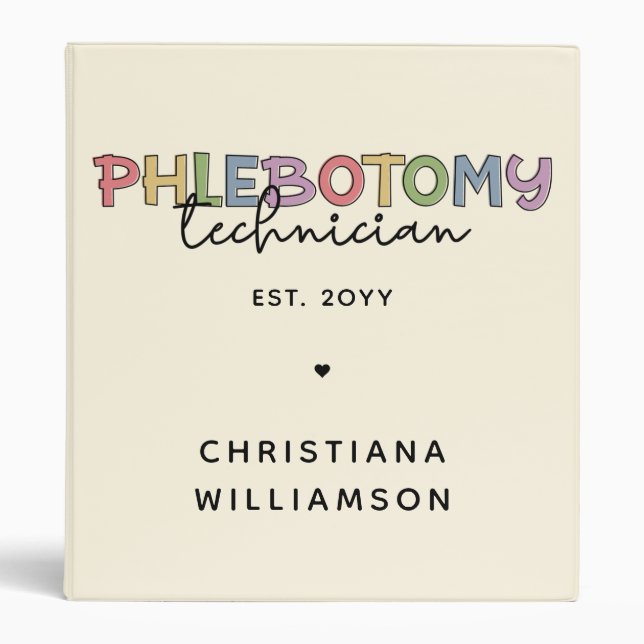 Custom Phlebotomy Technician PBT Phlebotomy Tech Binder (Front)