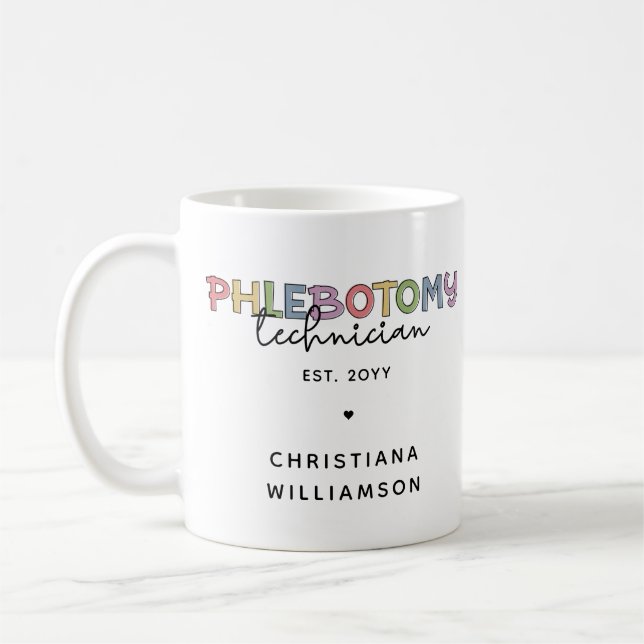 Custom Phlebotomy Technician PBT Phlebotomy Tech Coffee Mug (Left)