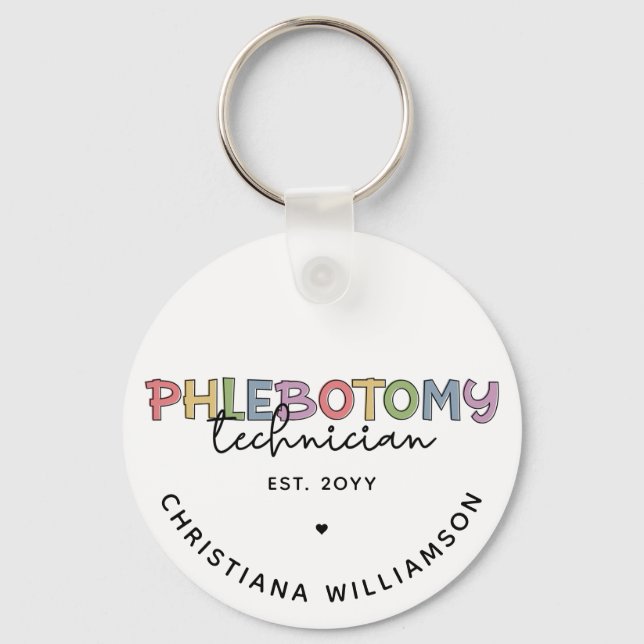 Custom Phlebotomy Technician PBT Phlebotomy Tech Keychain (Front)