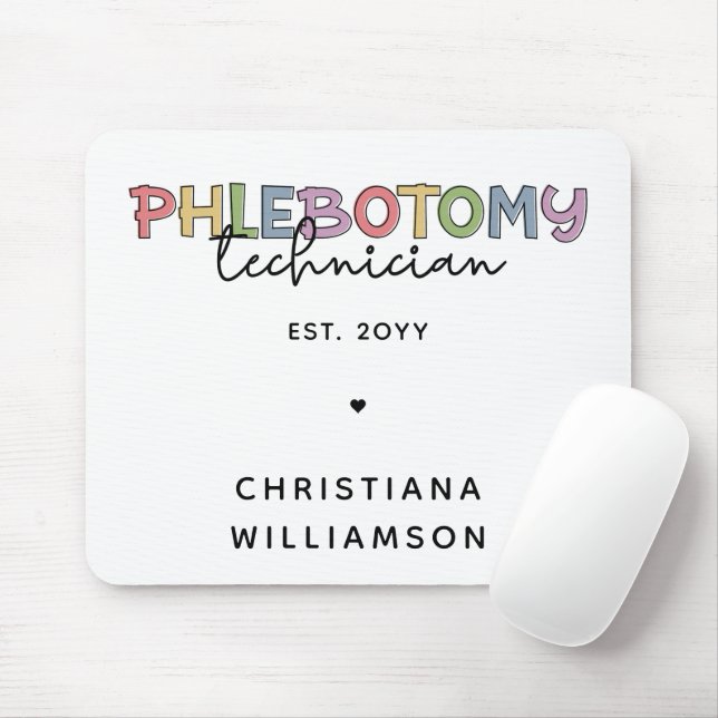 Custom Phlebotomy Technician PBT Phlebotomy Tech Mouse Pad (With Mouse)
