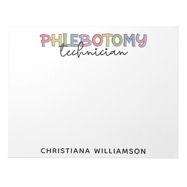 Custom Phlebotomy Technician PBT Phlebotomy Tech Notepad (Front)