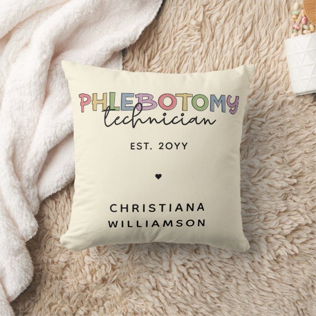 Custom Phlebotomy Technician PBT Phlebotomy Tech Throw Pillow (Blanket)