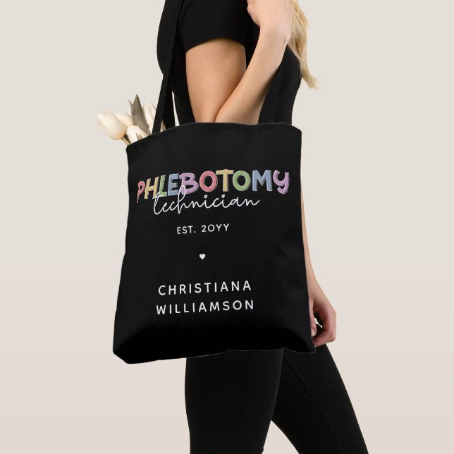 Custom Phlebotomy Technician PBT Phlebotomy Tech Tote Bag (Close Up)