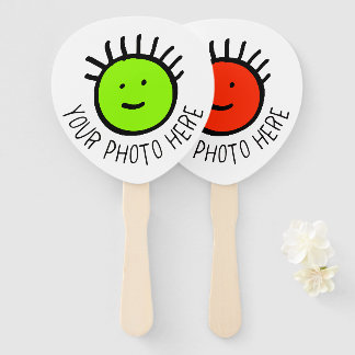 Custom Photo 10 PADDLE HAND FANS, FAVORS Template Fan