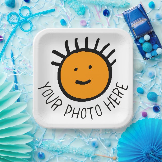 Custom Photo 12 LARGE SQUARE PAPER PLATES Template (Party)