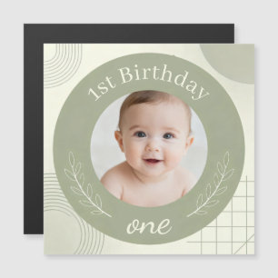 Custom Photo 1st Birthday - Personalized Magnetic Invitation
