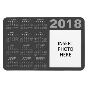 Custom Photo 2018 Calendar Magnet - Grey