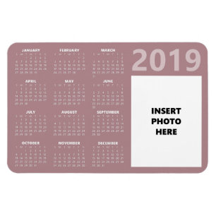 Custom Photo 2019 Calendar Magnet - Dusty Rose