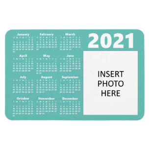 Custom Photo 2021 Calendar Magnet   Teal