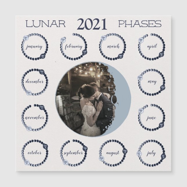 Custom Photo 2021 Lunar Phases Magnetic Calendar (Front)
