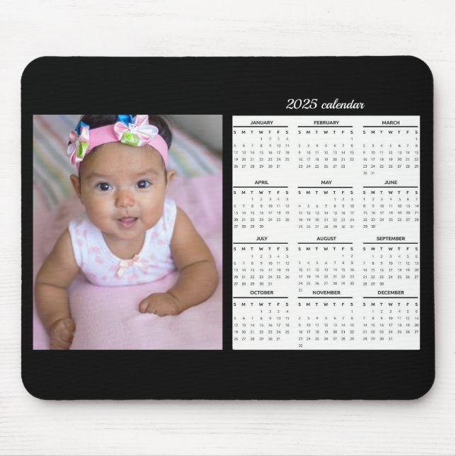 Custom Photo 2025 Calendar Personalized Mouse Pad (Front)