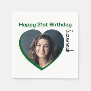 Custom Photo 21st Happy Birthday Party Template Napkin