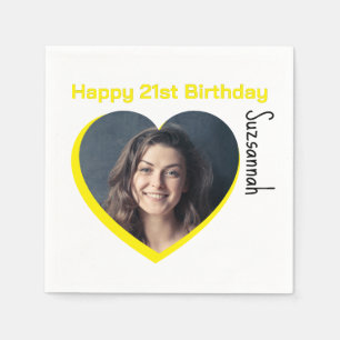 Custom Photo 21st Happy Birthday Party Template Napkin