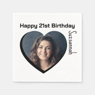Custom Photo 21st Happy Birthday Party Template Napkin