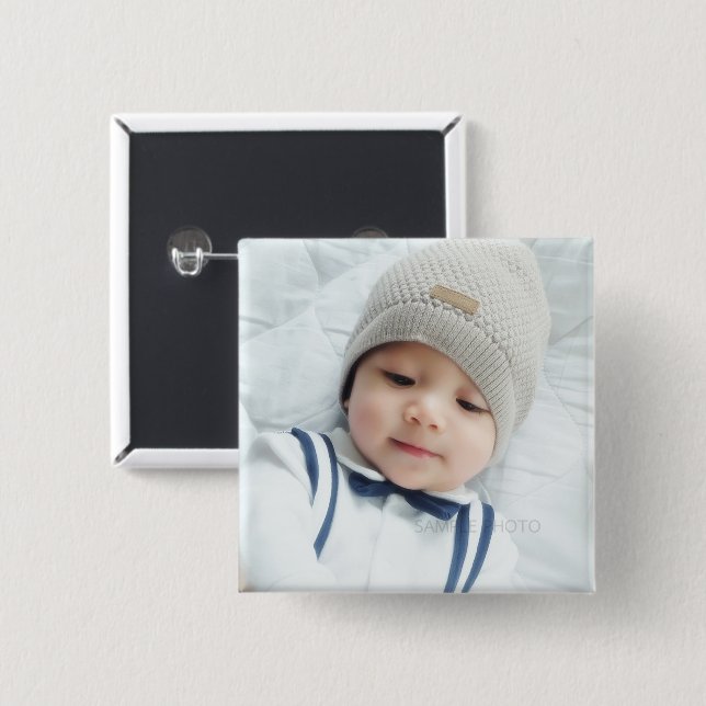 Custom Photo 2 Inch Square Button (Front & Back)