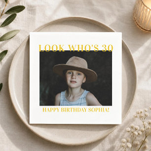 Custom Photo 30th 40th 50th Birthday Party Decor Napkin