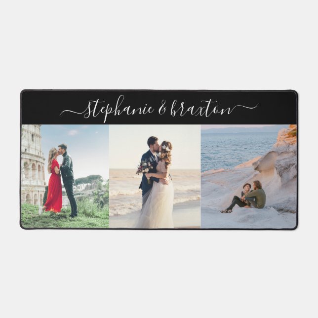 Custom Photo 3 Image Template Desk Mat (Front)