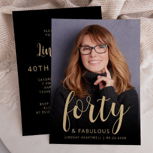 Custom Photo 40 and Fabulous 40th Birthday Party Invitation